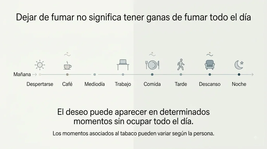 Dejar de fumar no significa tener ganas de fumar todo el día Momentos del día en los que pueden aparecer ganas de fumar