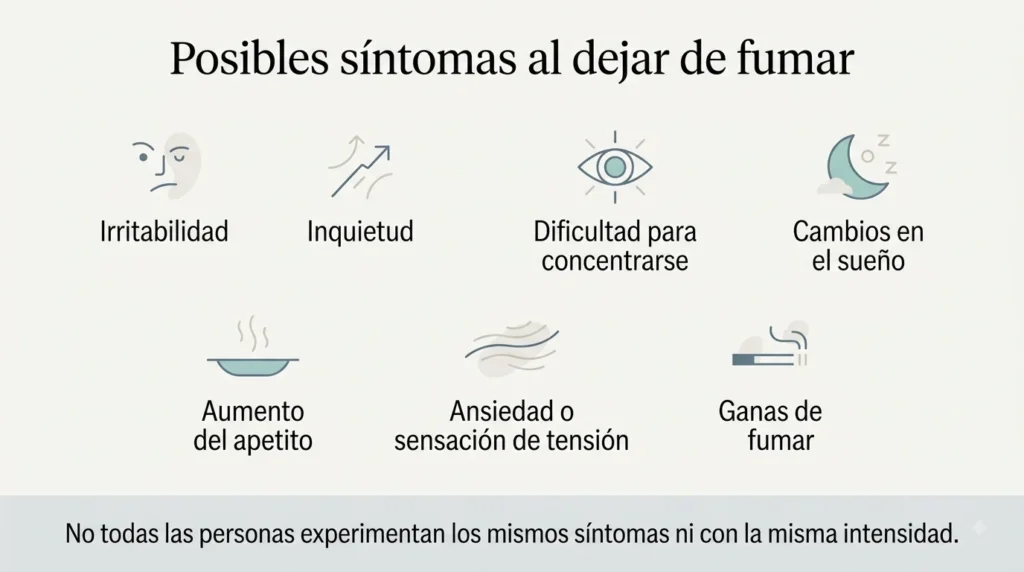Síntomas al dejar de fumar Síntomas habituales al dejar de fumar